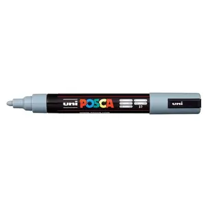 Марķieris POSCA PC-5M Grey — vidēja galu, vienas krāsas pelēks tinti, 1 gab., ražots Japānā