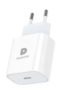 DEQSTER 60-3160 Universal Indoor AC Mobile Device Charger with USB Type-C Fast Charging White