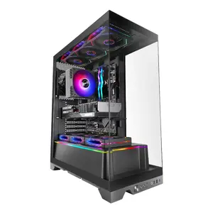 TACENS Mars Gaming MCPRISMA Midi Tower datorkorpuss, melns, rūdīts stikls, atbalsta ATX/Micro-ATX/Mini-ITX, 2×3.5" + 2×2.5"
