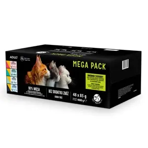 Wet cat food pouches PetRepublic 48 x 85g — mixed fish and poultry flavours (salmon, chicken, tuna, cod, trout)