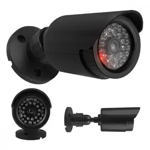 Dummy tube camera CEE IR1800 B, fake surveillance camera with IR LEDs, black