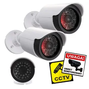 Dummy tube camera set CEE IR1800 WT — set of 2 tube-style surveillance replicas