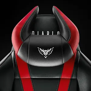 Headrest Pillow Diablo X-Horn by Diablo Chairs with Personalized Embroidery, Black‑Red