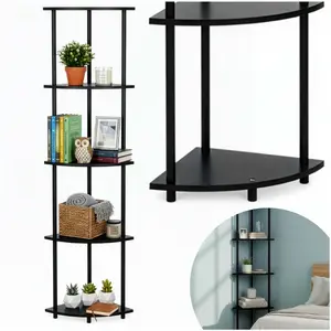 Угловой шкаф Springos HA7546, металл и МДФ, 147 x 29.5 x 29.5 см, 5 полок, чёрный