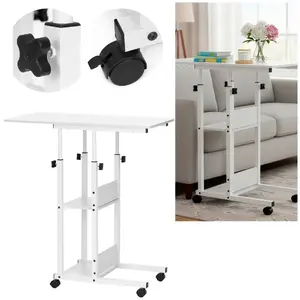 Mobilais galds Springos HF0059, koks/metāls, regulējams augstums 76–86 cm, virsma 80×40 cm, maksimālā slodze 20 kg, riteņi ar bloķēšanu