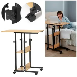 Mobilais galds Springos HF0060, regulējams augstums 76–86 cm, virsma 80×40 cm, max slodze 20 kg, koks/metāls