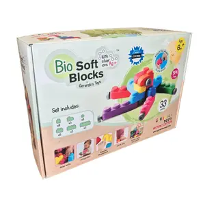 Soft building block set with wheels Gerardo's Toys GT3103, 33 pieces (25 blocks + 8 wheel parts)