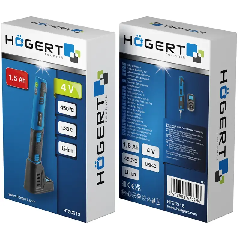 HOGERT HT2C315 4В аккумуляторный паяльник Photo 3