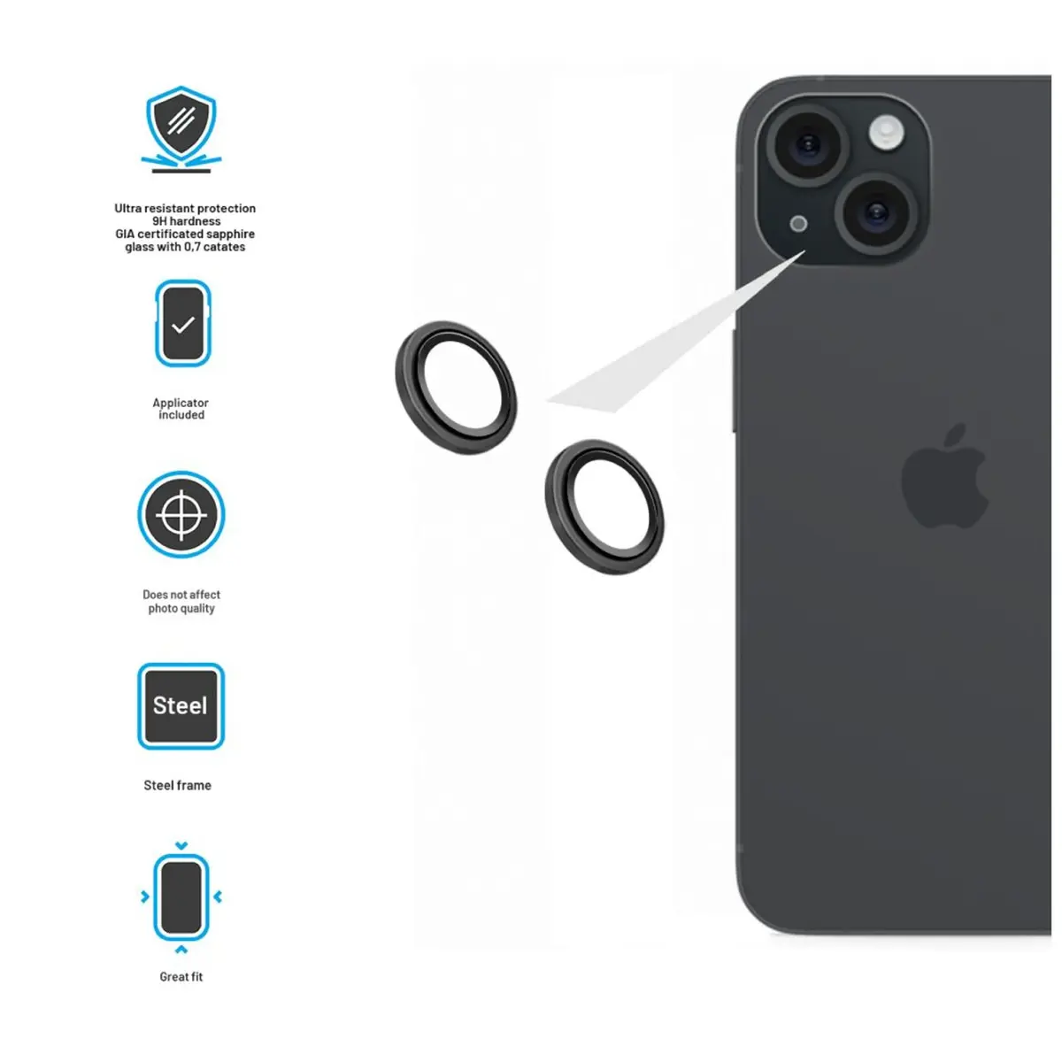 FIXED защитное стекло для камеры iPhone 15 / 15 Plus Photo 3