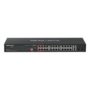 Network switch MERCUSYS MS128GP 26‑port Gigabit Ethernet PoE, 1U rack, black