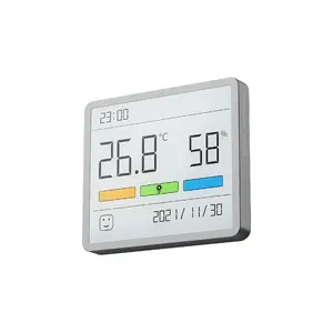 Combined hygrometer, thermometer and clock MOVA MTHM01 — indoor digital unit measuring relative humidity and temperature, compact for desk, shelf or wall