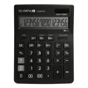 Calculator desktop genie Olympia LCD 416 — Basic, 16-digit, tilting display, battery/solar, black