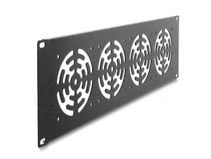 Cover plate DELOCK 67417 — metal rack accessory with 4 built-in fans, dark grey