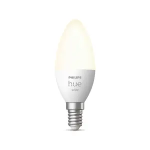 Smart bulb Philips Hue White Candle E14, Bluetooth, 6 kWh/1000h, AC, white, dimensions 72×55×174 mm