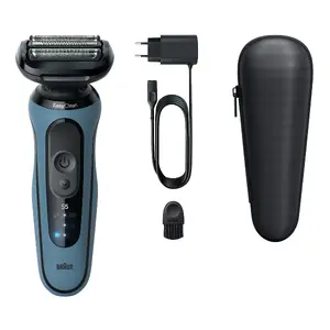 Foil shaver BRAUN Series 5 52-A1000S, blue, Li‑Ion rechargeable, built‑in battery, button controls, 166×64×51 mm