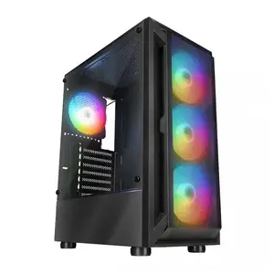 Datora korpuss SilentiumPC SHIVA ar logu, atbalsta 4×120 mm ventilatorus, varavīksnes apgaismojums, melns