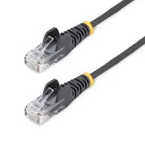 StarTech.com 0.25m Melns Plāns CAT6 Tīkla Kabelis, U/UTP, RJ-45, 10Gbps, LSZH, 28AWG Tīrs Varš, Patch Cord