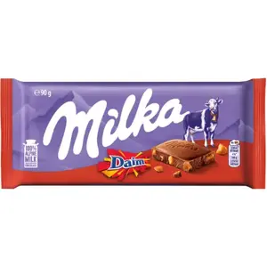 Chocolate bar Milka Daim 90 g — Milka milk chocolate with Daim pieces, 90g