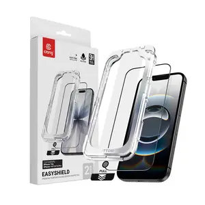 Защитное стекло Crong EasyShield 2-Pack Full Glue для iPhone 16e / iPhone 14 / iPhone 13 / iPhone 13 Pro, алюмозиликат, глянец