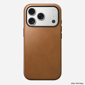 Mobile phone case Nomad Modern Leather Case cover for iPhone 17 Pro, 16 cm (6.3"), tan, leather & PC/TPU
