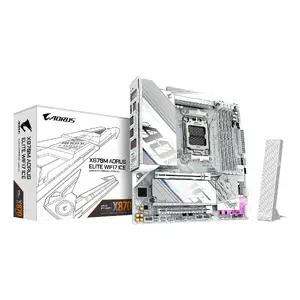 GIGABYTE Motherboard X870M AORUS ELITE WIFI7 ICE — Micro ATX, AMD X870, Socket AM5, DDR5 up to 8200Hz (O.C), 14+2+2 VRM, PCIe 5.0, Wi‑Fi 7, 2.5 GbE, USB4
