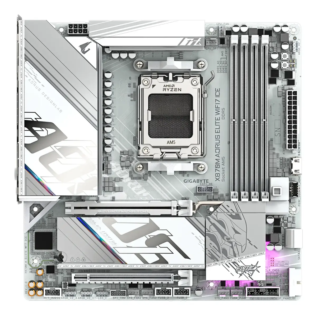 GIGABYTE X870M AORUS ELITE WIFI7 ICE mātesplate Photo 2