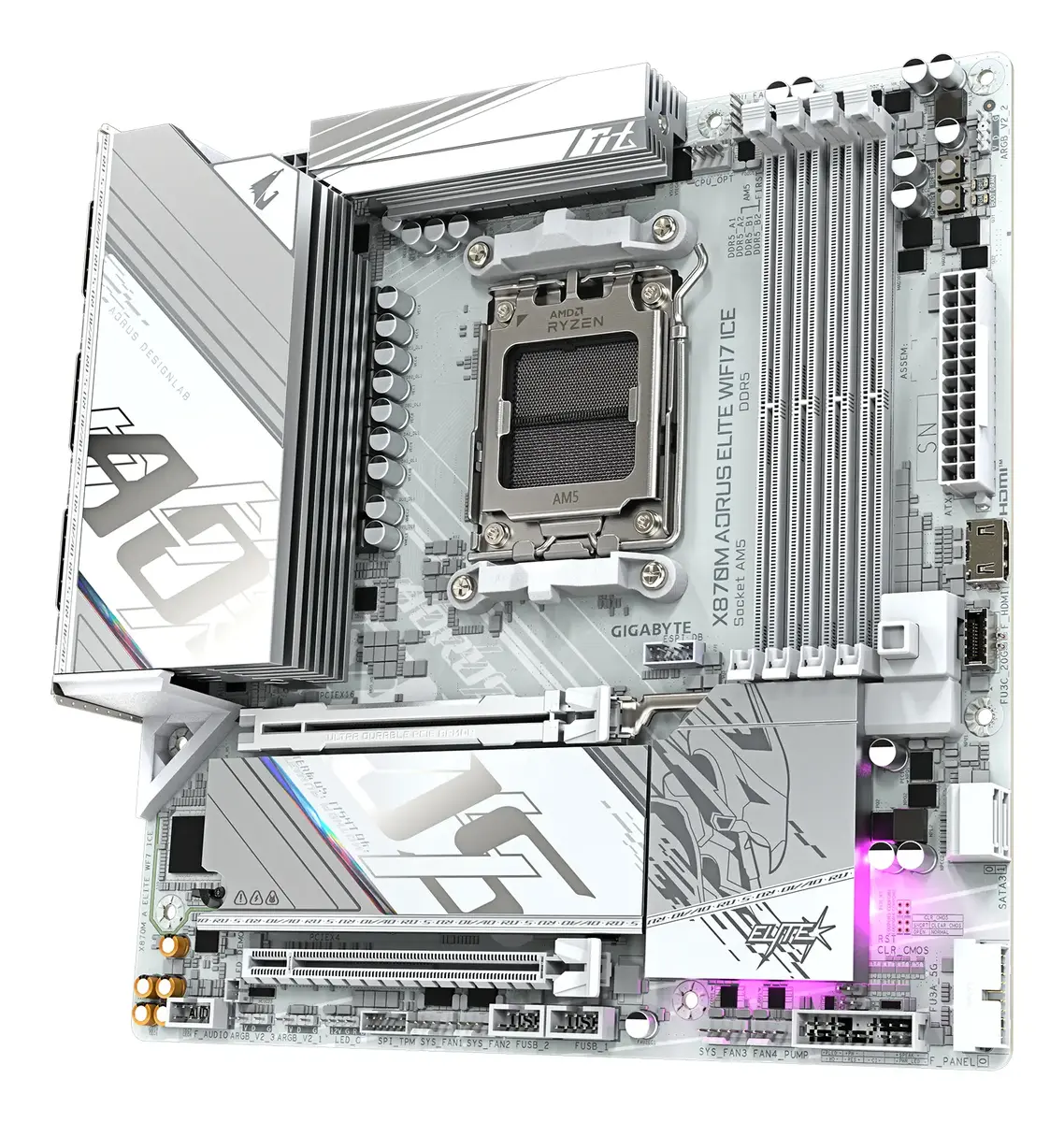 GIGABYTE X870M AORUS ELITE WIFI7 ICE mātesplate Photo 3
