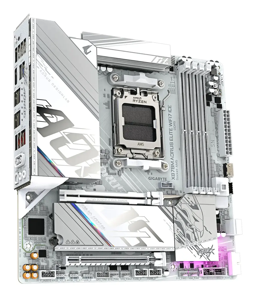 GIGABYTE X870M AORUS ELITE WIFI7 ICE mātesplate Photo 4