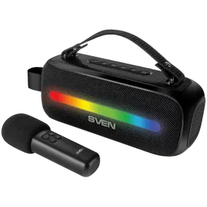 Portable speaker SVEN PS-255 black — 12W, Bluetooth, FM, USB, karaoke mic input, 3600 mAh battery