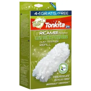 Запасные насадки для щётки-выдёргивателя 5 шт — Tonkita We Like Green, переработанные волокна, электростатические, 3D-рельеф