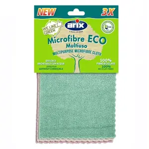 Cleaning cloths Arix Eco Multip microfiber reusable 3 pcs – 100% recycled microfiber, seamless laser finish