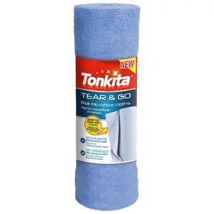 Рулон микрофибровых салфеток Tonkita Tear And Go, 1 рулон (12), 20 перфорированных многоразовых салфеток 30x30 см
