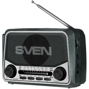 Акустическая система SVEN SRP-150 серый — портативная колонка 3 Вт, Bluetooth, FM/AM/SW, USB, microSD, фонарь, аккумулятор