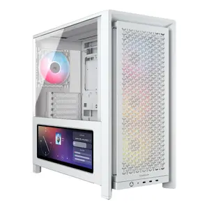 PC Case CORSAIR FRAME 4000D LCD RS ARGB Midi Tower White — LCD 14.5", 3x120mm front, supports ATX/EATX/Micro-ITX, 2x3.5" + 4x2.5" bays