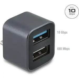 DELOCK мини USB‑хаб USB Type‑C штекер на 1× USB 10 Гбит/с Type‑A и 1× USB 2.0 Type‑A (модель 64359)