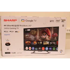 Smart TV Sharp 43HR7265E 43" (108 cm) 4K UHD LED, Google TV, Wi‑Fi, HDMI/USB/RJ45 — Black — Damaged packaging