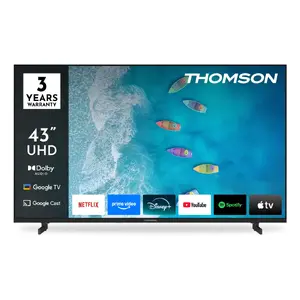 Thomson 43UG4S15 43" (109.2 cm) 4K Ultra HD LED Smart TV, Direct-LED, Google TV, Wi‑Fi, Black