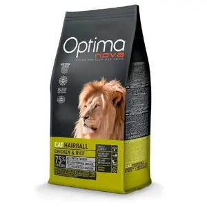 Sausa kaķu barība Optimanova Cat Hairball Chicken & Rice 2 kg – barība blīvumiem no vilnas