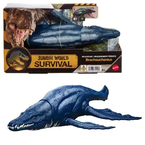 Action figure MATTEL Jurassic World Wild Roar Brachauchenius, plastic, blue, ages 4+