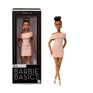 Кукла Mattel Barbie Signature Basics коллекционная модельная 08 с каштановыми волосами в бежевом платье и босоножках женская разноцветная