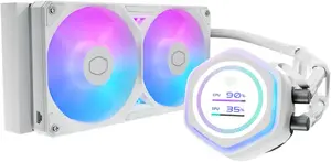 CPU liquid cooler Cooler Master MasterLiquid 240 ATMOS II LCD White — 240mm AIO, dual-fan, LCD display
