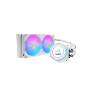 Procesora šķidro dzesētājs Cooler Master MasterLiquid 240 ATMOS II LCD White — 240 mm AIO, divi ventilatori, LCD ekrāns