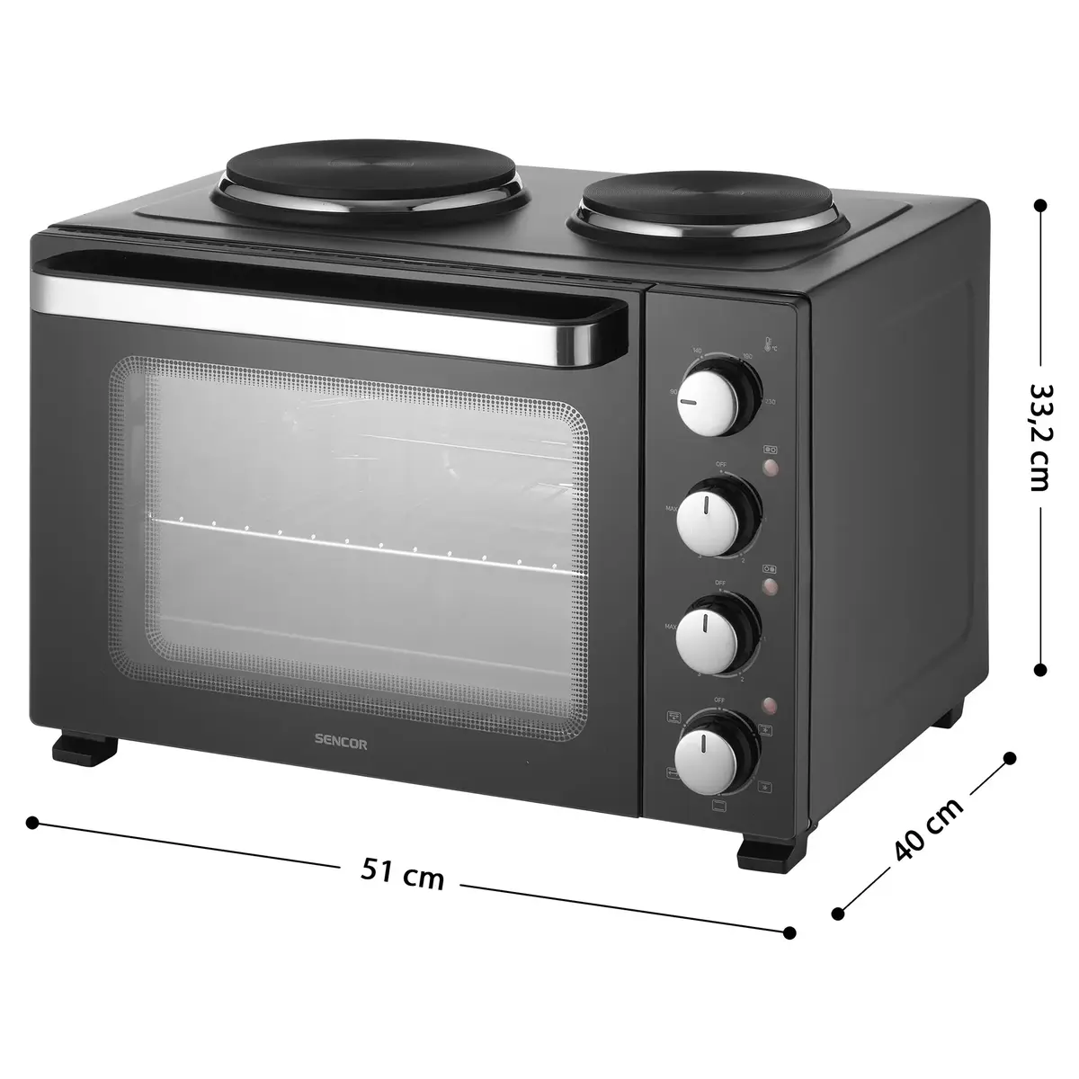Мини-печь SENCOR SEO3500BK с 2 конфорками Photo 2