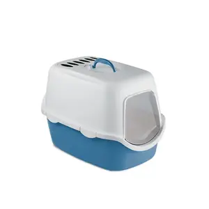 Закрытый кошачий туалет Stefanplast Cathy Filter, 56×40×40 см, бело‑голубой