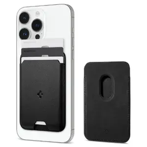 Картхолдер Spigen MagSafe Valentinus для iPhone 12/13/14, PU-кожа, черный, 95×65×8 мм