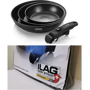 Frying pan set Haeger PA-C04.021A Easy Fit with removable handle, 3 pieces (damaged packaging)