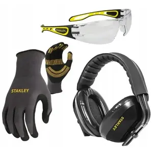 Safety accessories set STANLEY SYCOMBOKIT-1 — 4-piece kit, black, includes 2 work gloves