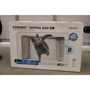 Self-Cleaning Cat Litter Box PETKIT Purobot Crystal Duo with Camera, Crystal Litter, AI Alerts, White