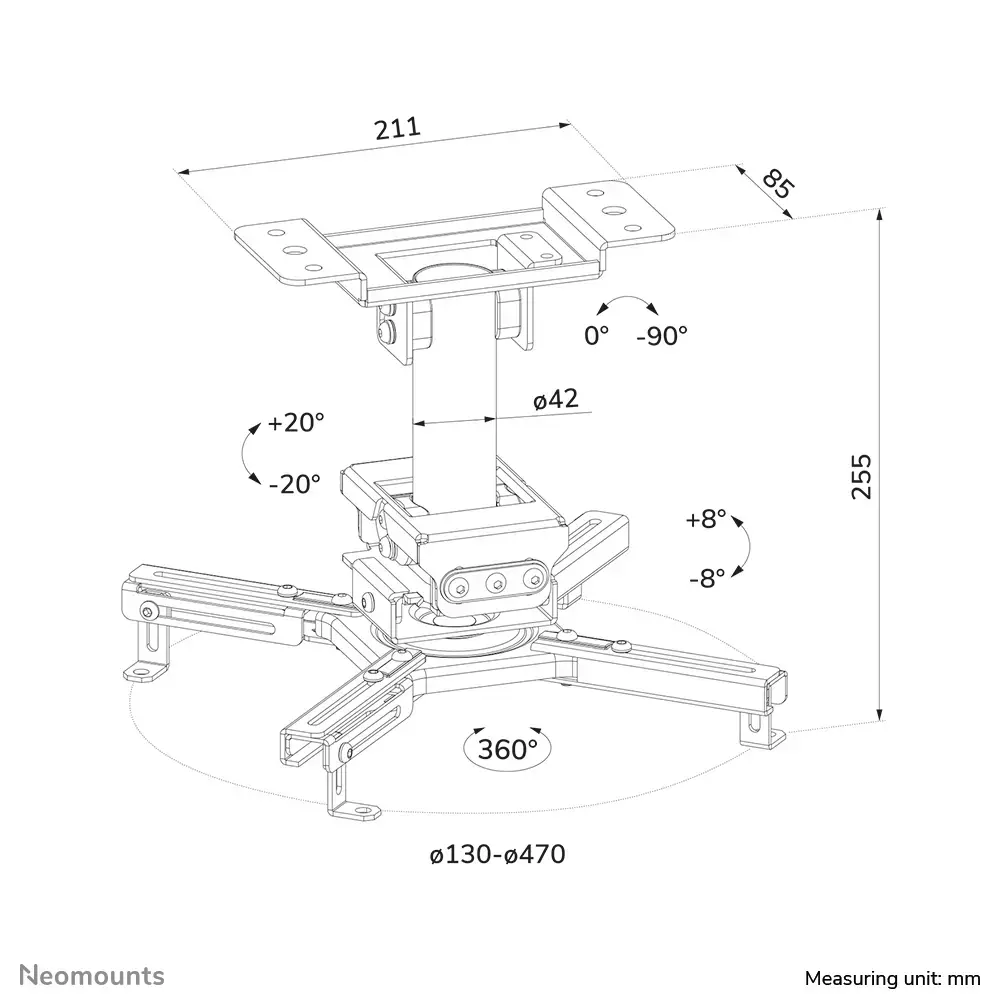 Потолочное крепление для проектора Neomounts CL25-530WH1 Photo 11