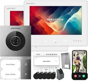 Домофон Hikvision DS-KIS705EY/2Monitors — 2 МП, панель IP65, 7" сенсорный монитор, 2 монитора